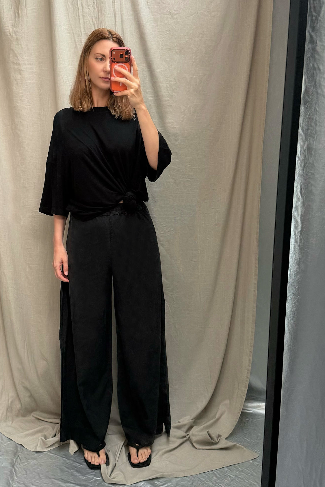 TENCEL SLIT PANTS / Lyocell TENCEL