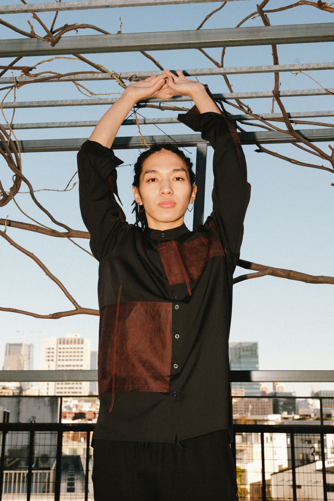 CONTRAST TECH SHIRT / material mix - Shohei-collection