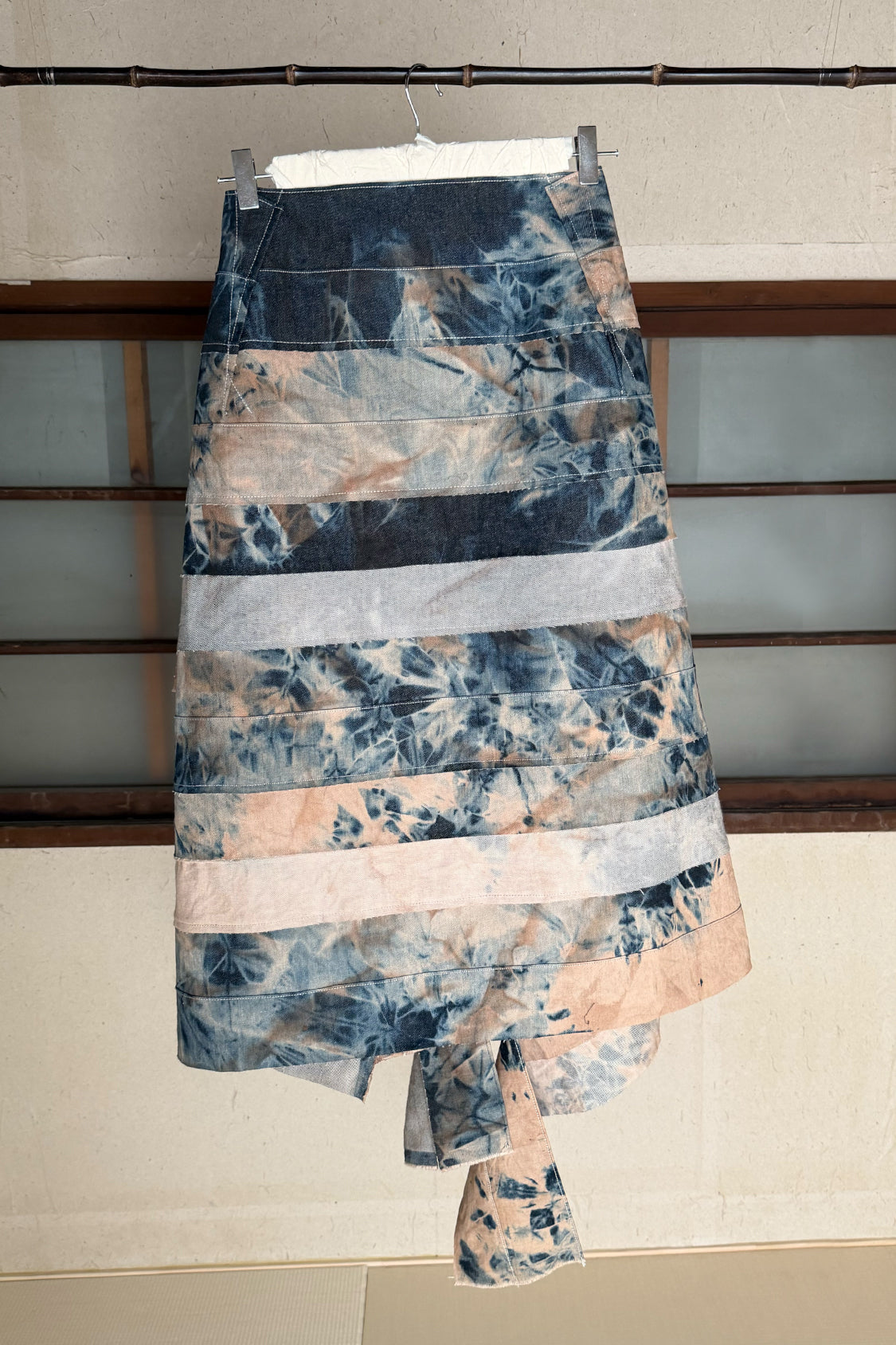 YURIE DENIM SKIRT ~ midi / Kyoto made bleach x persimmon dye - Shohei-collection