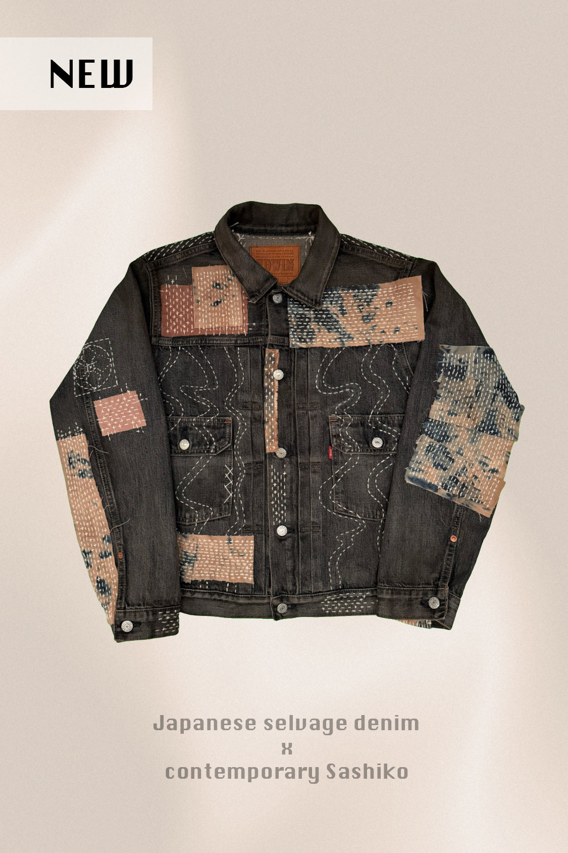 SHOHEI x EDWIN ZEN DENIM JACKET 505ZX01 in washed black selvage denim