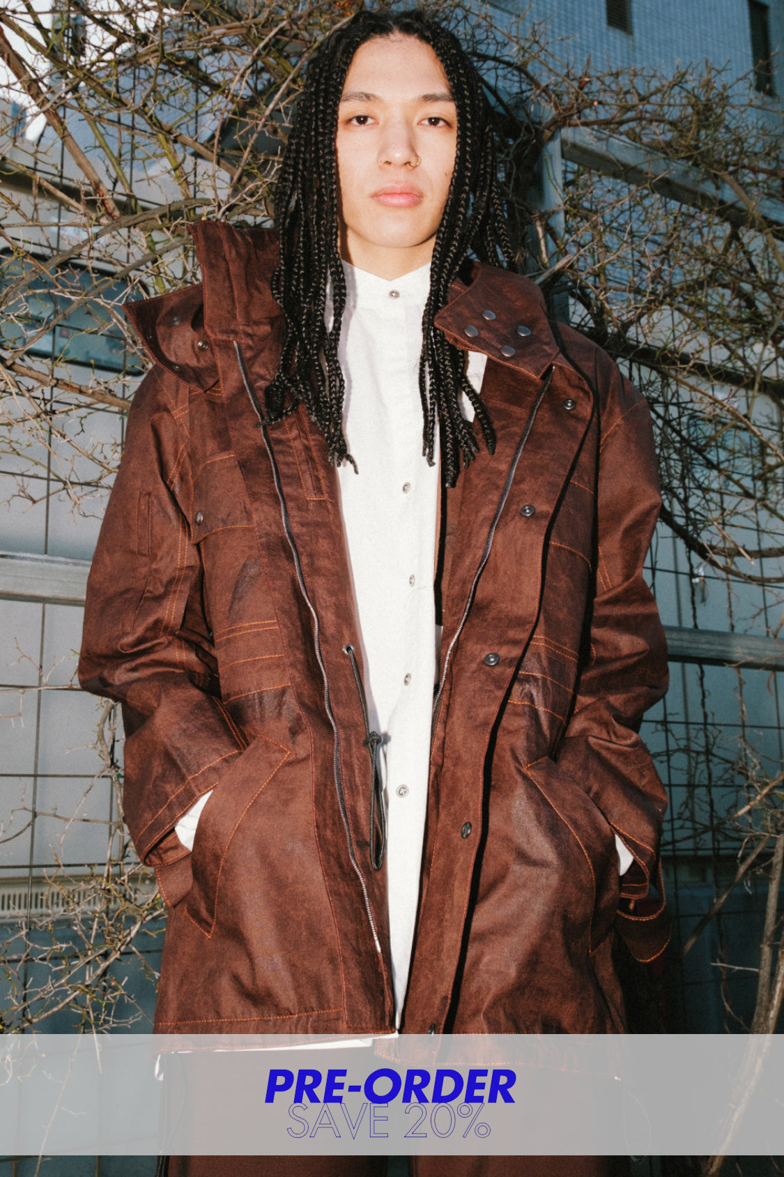 SHOHEI UTILITY JACKET in kakishibu persimmon-dyed organic cotton