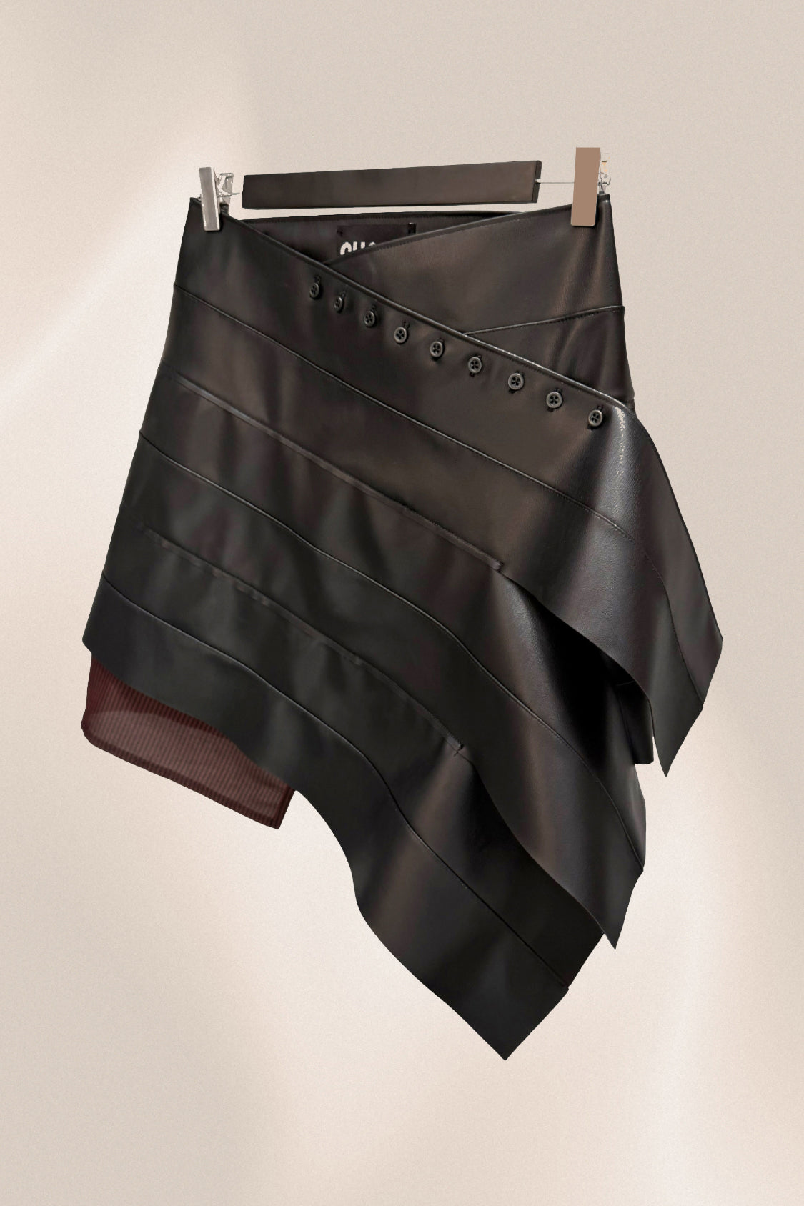 YURIE DOUBLE FOLD SKIRT / vegan apple leather