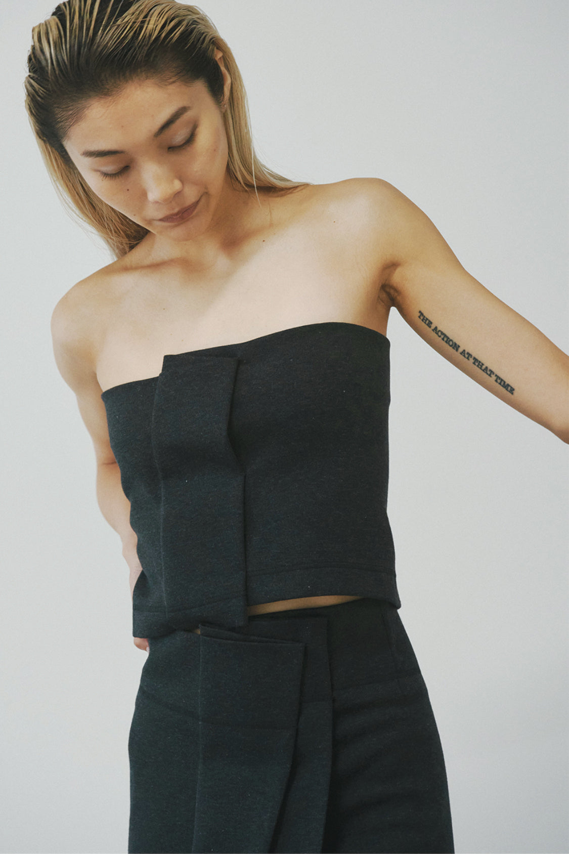 SHOHEI SIRI TOP JERSEY in dark grey melange, cotton jersey