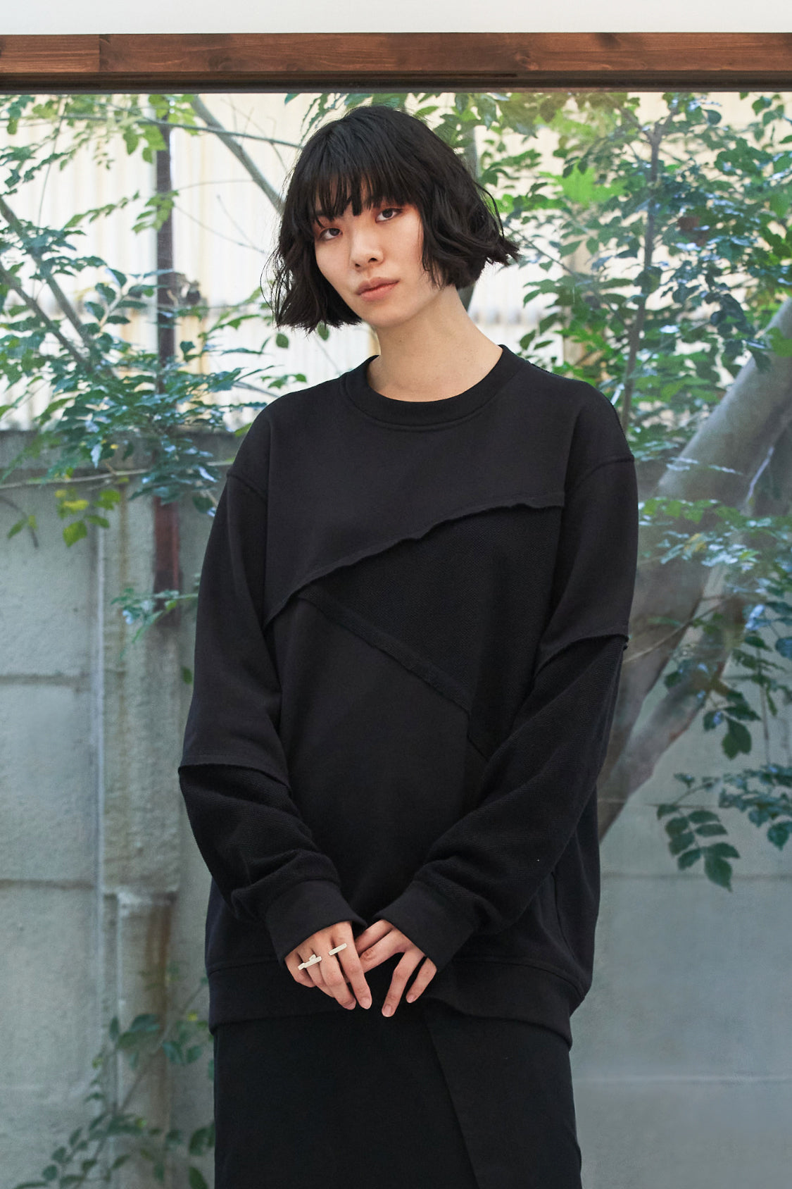 SHOHEI DAI CONTRAST SWEATER, unisex top in TENCEL lyocell