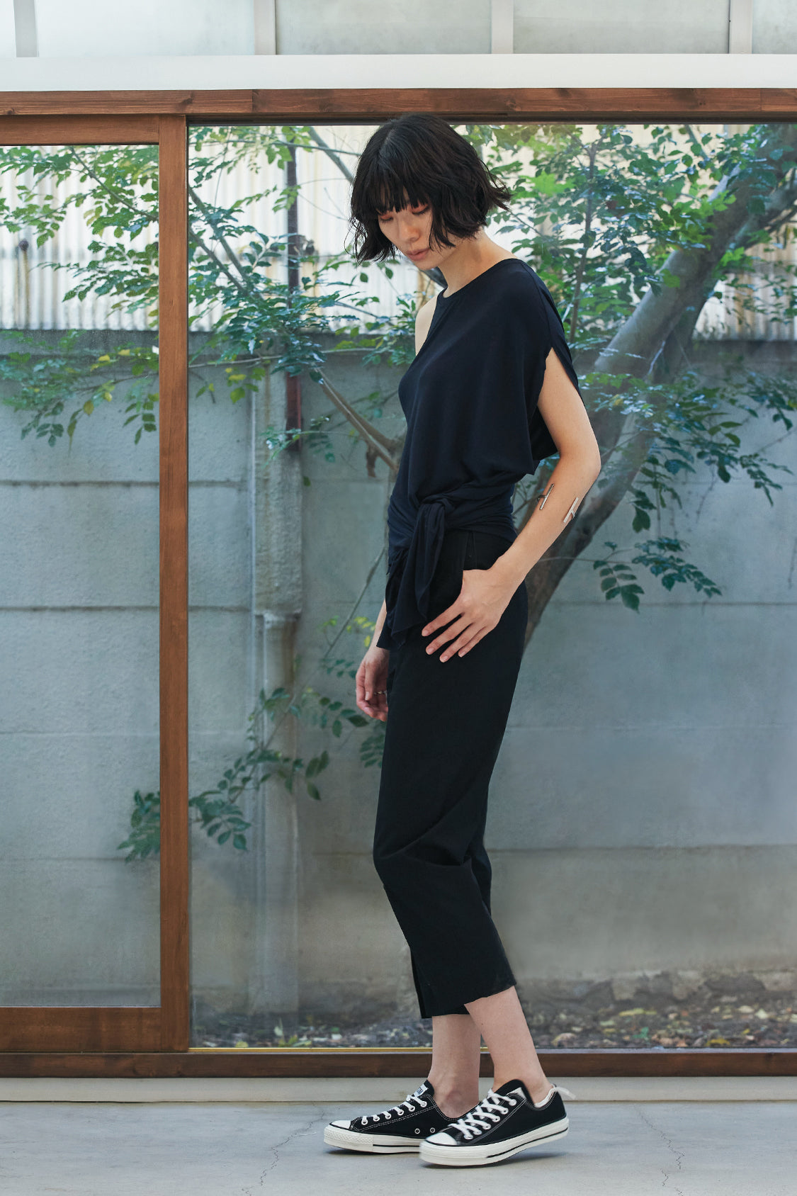 IVY TOP navy blue / bamboo viscose - Shohei-collection