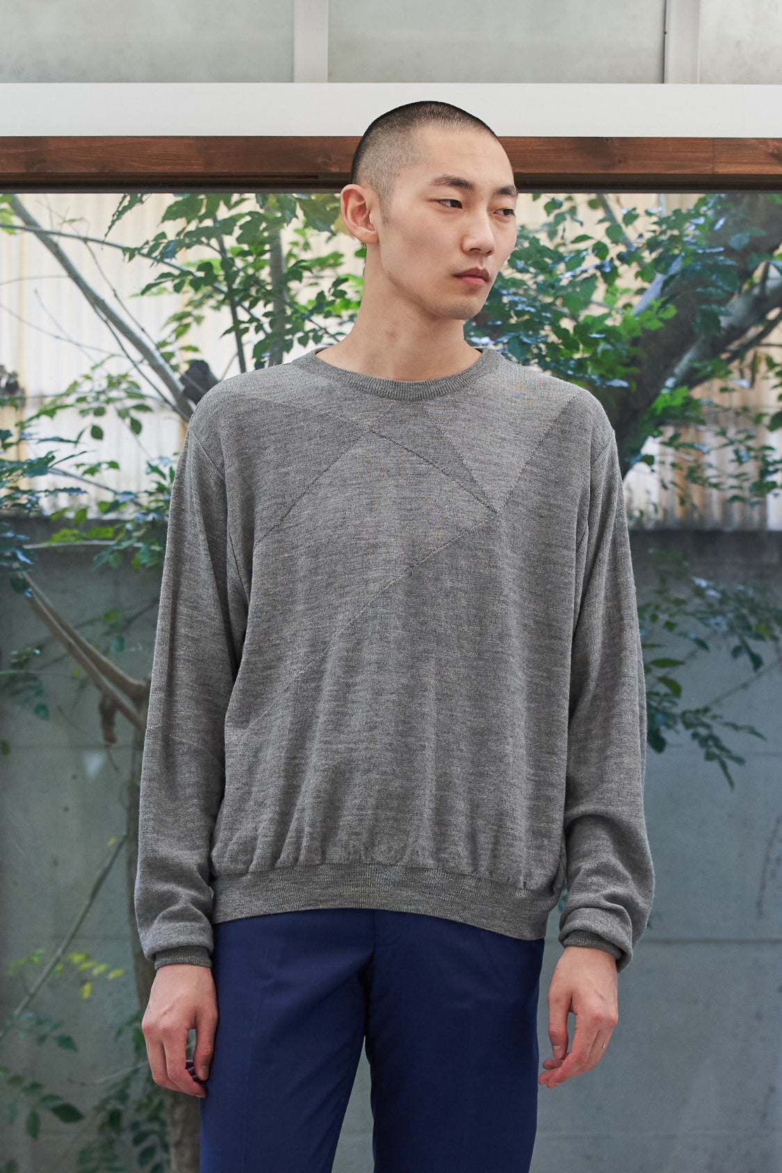 SHOHEI KYO JUMPER in grey melange, GOTS merino wool knit