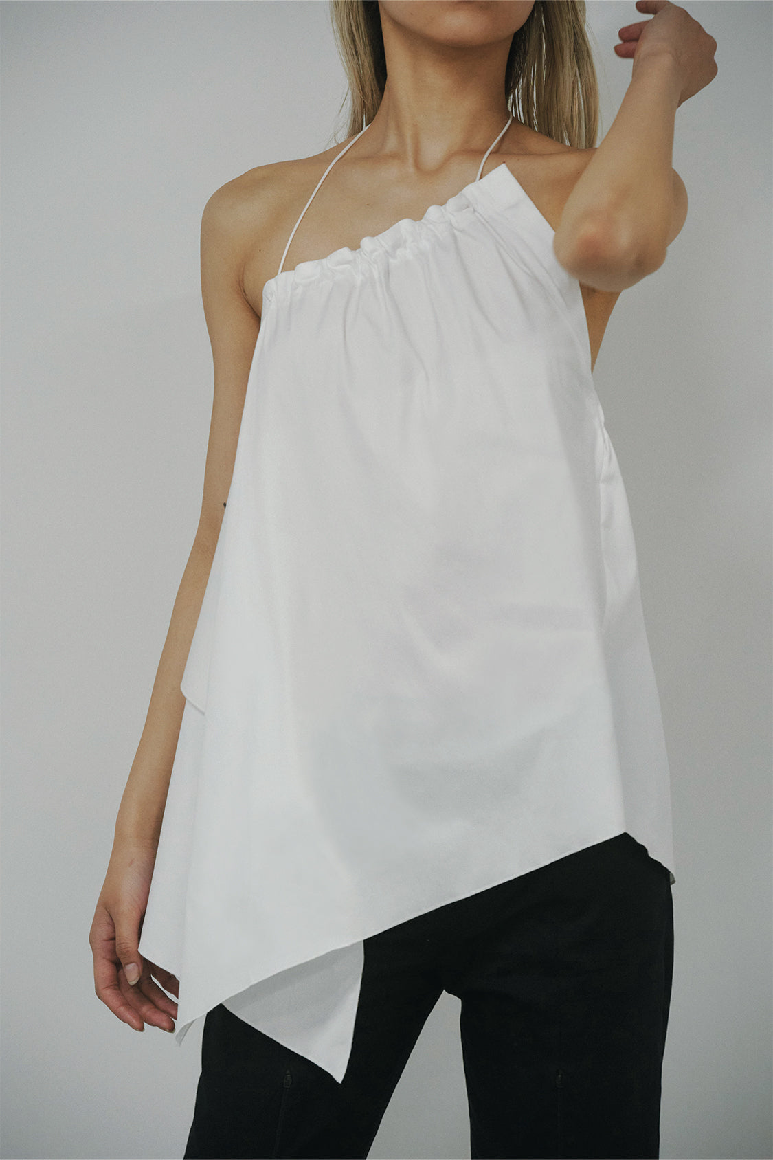 SHOHEI LINA TOP, asymmetric zero-waste cotton-blend top